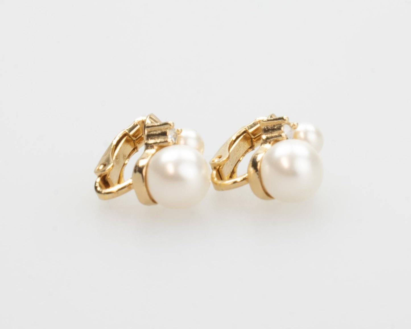 Christian Dior Vintage Pearl Crystal Clip-On Earrings