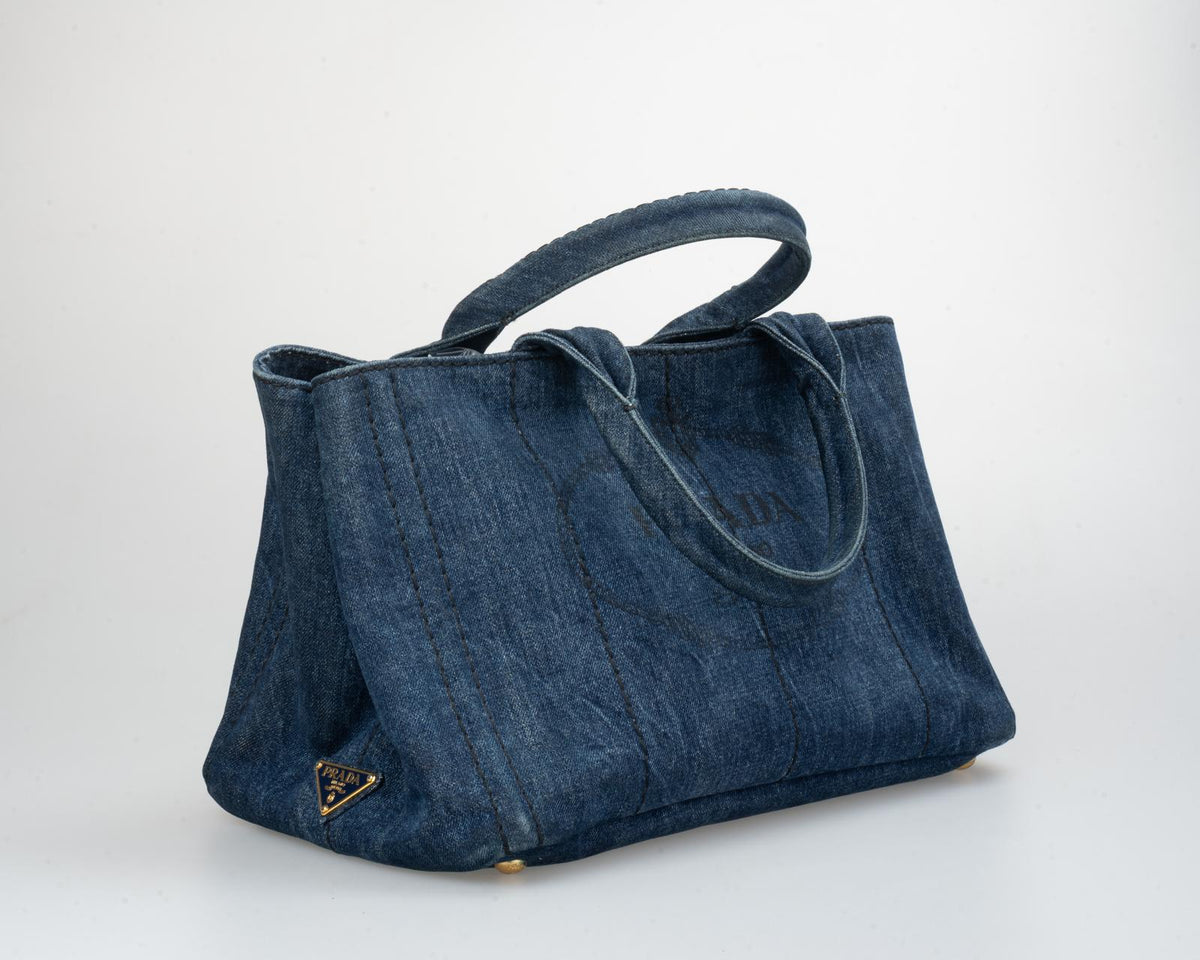 Prada Canapa denim tote