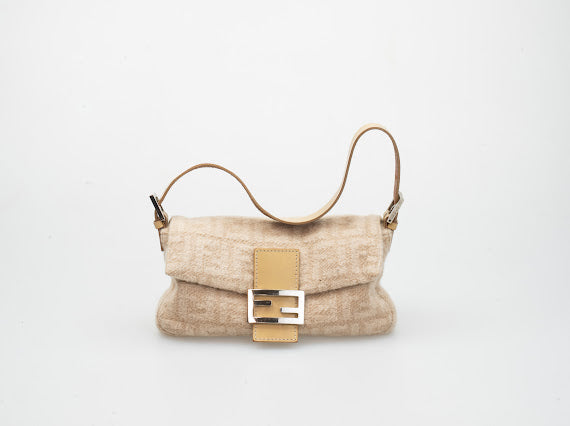 Fendi leather/wool shoulder bag