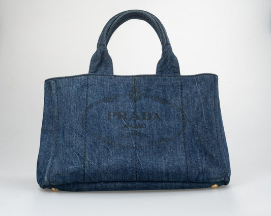 Prada Canapa denim tote