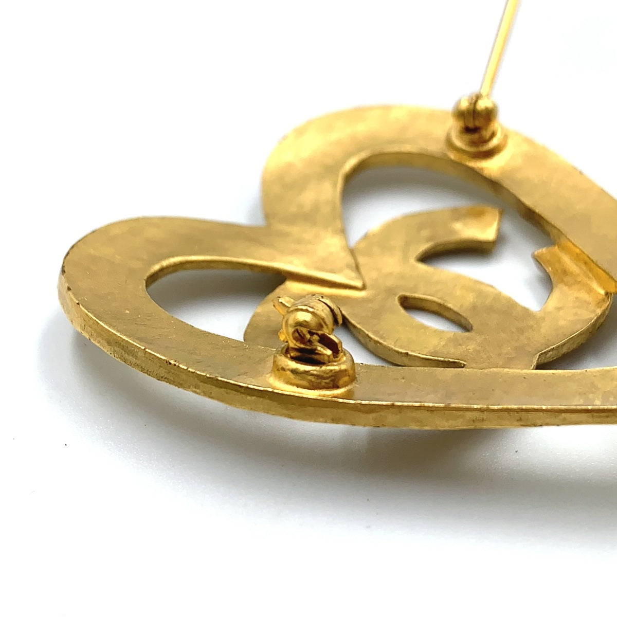Chanel Vintage Gold-Tone CC Heart Brooch