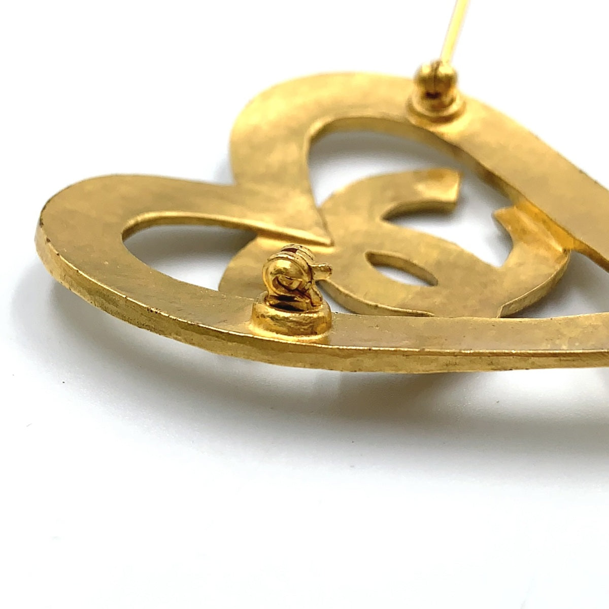 Chanel Vintage Gold-Tone CC Heart Brooch