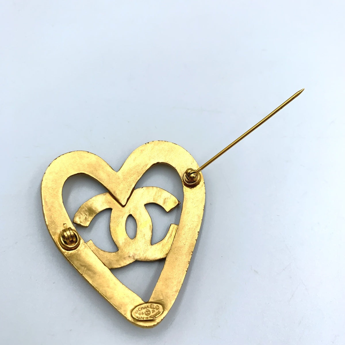 Chanel Vintage Gold-Tone CC Heart Brooch