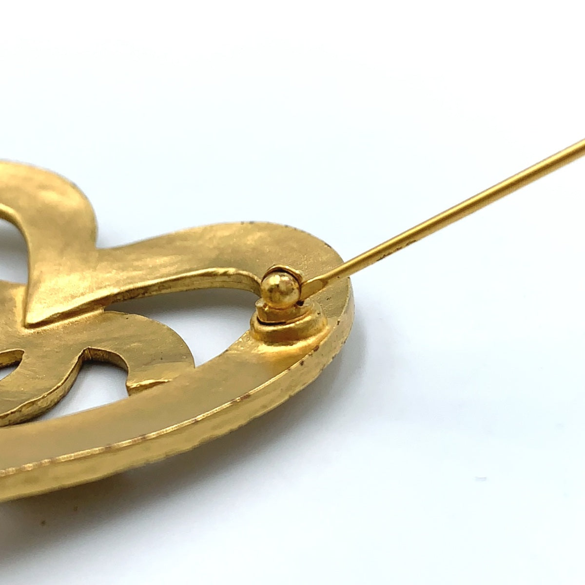 Chanel Vintage Gold-Tone CC Heart Brooch