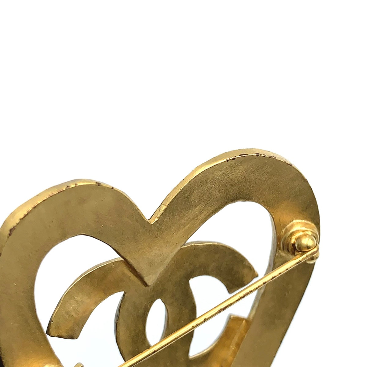 Chanel Vintage Gold-Tone CC Heart Brooch