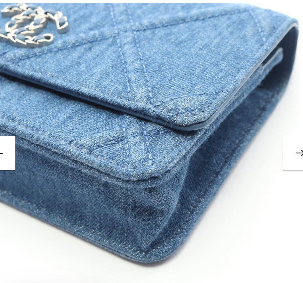 Chanel 19 denim wallet on chain