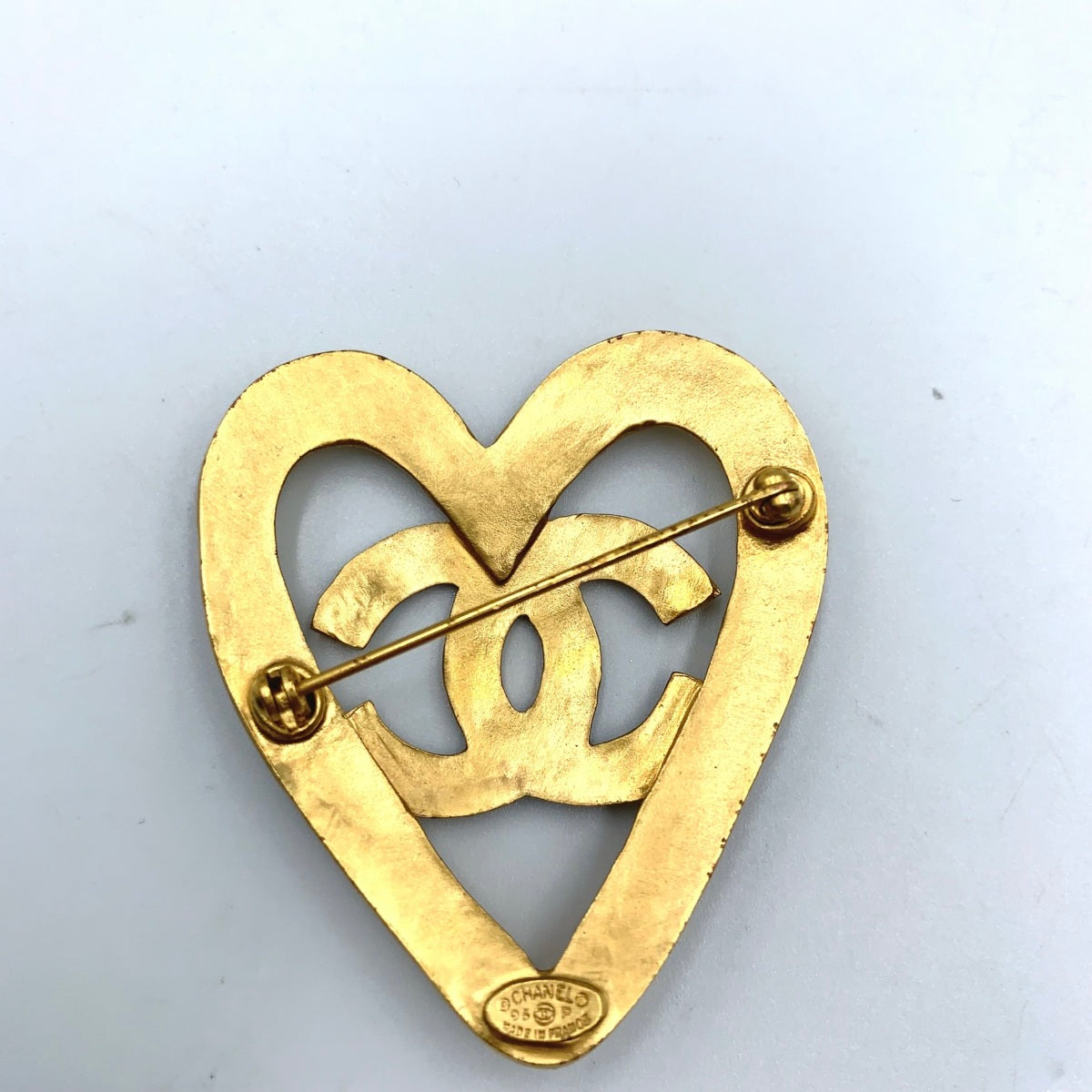 Chanel Vintage Gold-Tone CC Heart Brooch