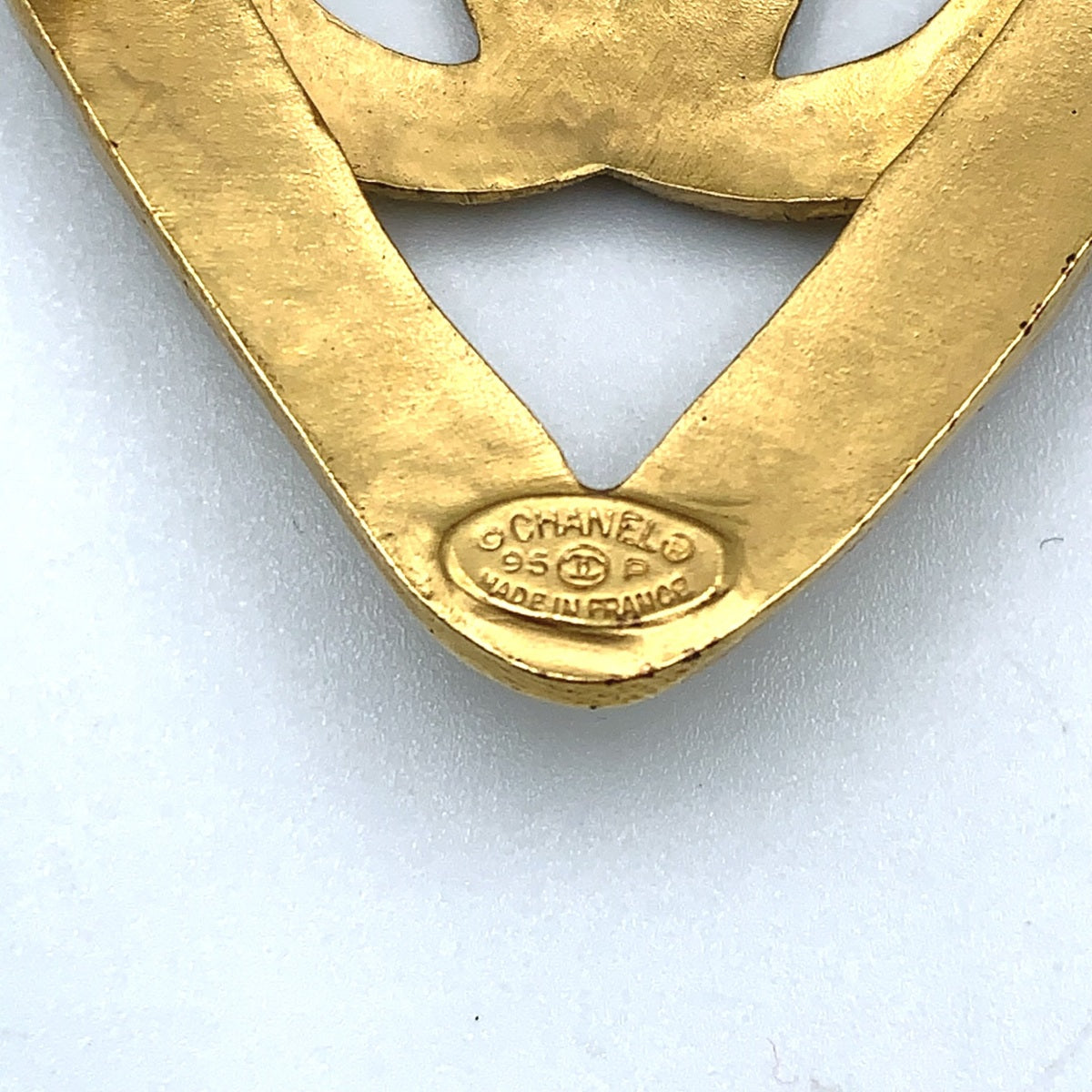 Chanel Vintage Gold-Tone CC Heart Brooch