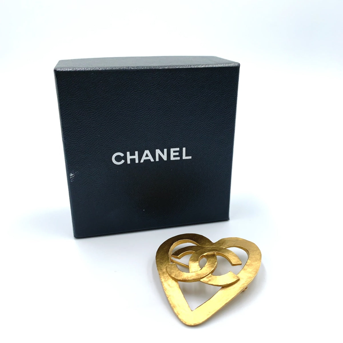 Chanel Vintage Gold-Tone CC Heart Brooch