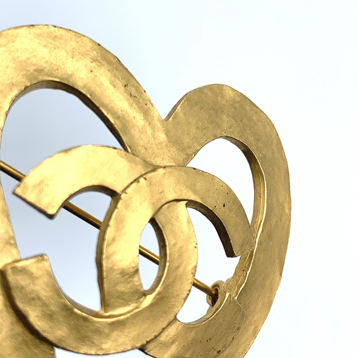 Chanel Vintage Gold-Tone CC Heart Brooch