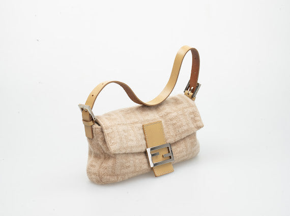 Fendi leather/wool shoulder bag