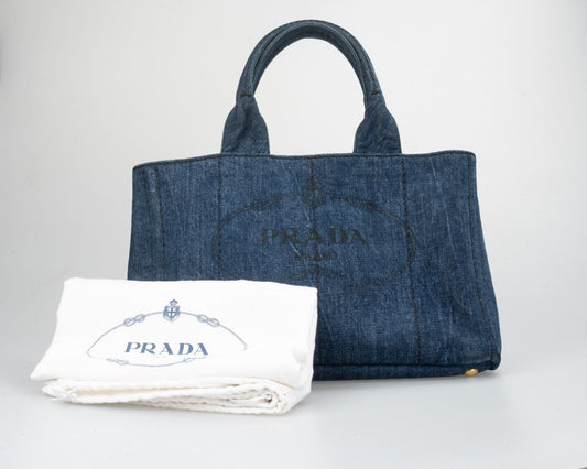 Prada Canapa denim tote